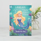 Invitation Sirène lunaire sous l'océan marin Anniversaire (Debout devant)