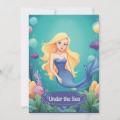 Invitation Sirène lunaire sous l'océan marin Anniversaire (Dos)