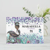 Invitation *~* Sirène LUXE GLAM Sous Mer 21 Fête Anniversaire (Debout devant)