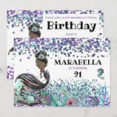 Invitation *~* Sirène LUXE GLAM Sous Mer 21 Fête Anniversaire (Devant / Derrière)