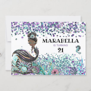 Invitation *~* Sirène LUXE GLAM Sous Mer 21 Fête Anniversaire