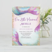 Invitation Sirène Magique Arc-en-Ciel Brillant Sous la Mer (Debout devant)