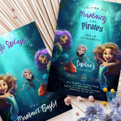 Invitation Sirène magique et pirate ébranlant Anniversaire