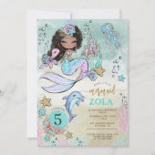 Invitation Sirène modifiable sous la mer 5e anniversaire (Devant)