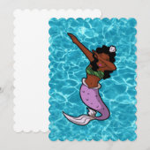 Invitation sirène noire marine (Devant / Derrière)