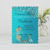 Invitation Sirène Pailletée Aqua Or (Debout devant)