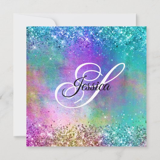 Invitation Sirène Pailletée Glitter Papier Métallisé 50e Anni (Dos)