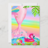 Invitation Sirène pailletée scintillante mer flamant rose pla (Dos)