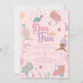 Invitation Sirène pour 5 ans - Fille Rose 5ème  (Devant)