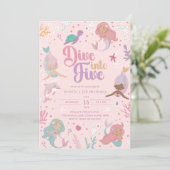 Invitation Sirène pour 5 ans - Fille Rose 5ème  (Debout devant)