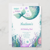 Invitation sirène pour 5ème anniversaire (Devant)