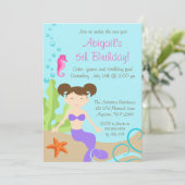 Invitation Sirène pourpre sous la fête d'anniversaire de mer (Debout devant)