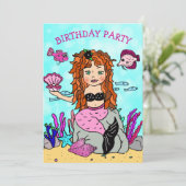 Invitation Sirène Red Haired sous la fête d'anniversaire de l (Debout devant)