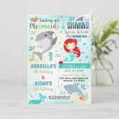 Invitation Sirène Requin Anniversaire Commun Frère (Debout devant)