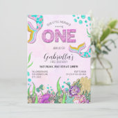 Invitation Sirène rose 1er anniversaire (Debout devant)