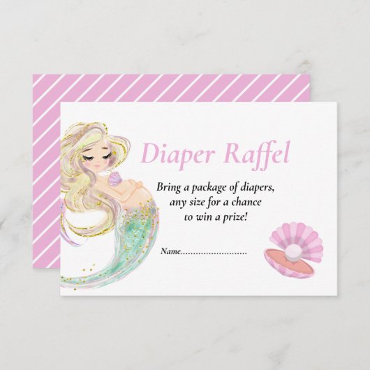 Invitation Sirène Rose Lange Raffel pour Baby Shower (Devant / Derrière)