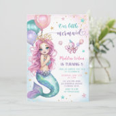 Invitation Sirène rose Sous La Mer Anniversaire (Debout devant)