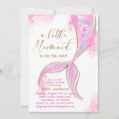 Invitation Sirène rose Sous Le Baby shower De Fille Océane Me (Devant)
