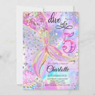 Invitation Sirène Rose Violet Plongez dans le Cinquième Anniv
