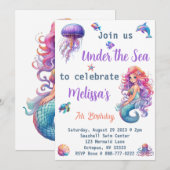 Invitation Sirène sous la fête d'anniversaire de la mer (Devant / Derrière)