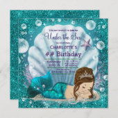 Invitation Sirène sous la fête d'anniversaire de la mer (Devant / Derrière)