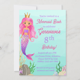 Invitation Sirène sous la fête d'anniversaire de la mer