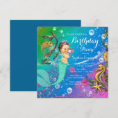 Invitation Sirène sous la fête d'anniversaire de la mer (Devant / Derrière)