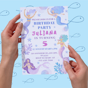 Invitation Sirène Sous La Fête D'Anniversaire Des Filles De M