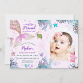 Invitation Sirène sous la mer 1er fête d'anniversaire (Devant)