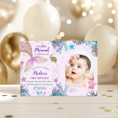 Invitation Sirène sous la mer 1er fête d'anniversaire