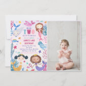 Invitation Sirène sous la mer 2e fête d'anniversaire Photo (Devant)