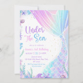 Invitation Sirène sous la mer 3ème fête d'anniversaire (Devant)