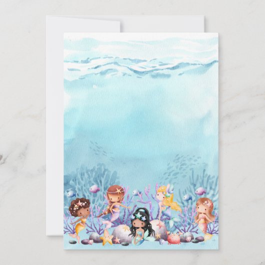 Invitation Sirène sous la mer anniversaire (Dos)