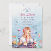 Invitation Sirène sous la mer anniversaire (Devant)