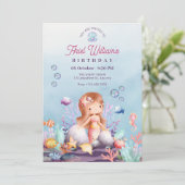 Invitation Sirène sous la mer anniversaire (Debout devant)