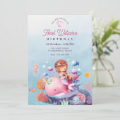 Invitation Sirène sous la mer anniversaire (Debout devant)