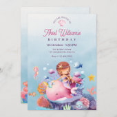 Invitation Sirène sous la mer anniversaire (Devant / Derrière)