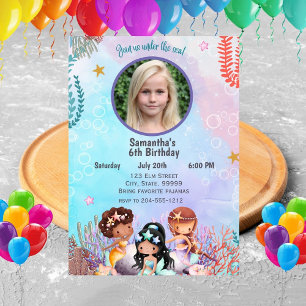 Invitation Sirène sous la mer Anniversaire