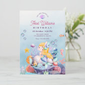 Invitation Sirène sous la mer anniversaire (Debout devant)