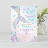 Invitation Sirène sous la mer Fille Anniversaire (Debout devant)