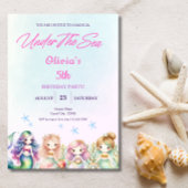 Invitation Sirène Sous La Mer Magique Fille Anniversaire
