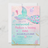 Invitation Sirène Sous La Mer Or Rose Anniversaire (Devant)