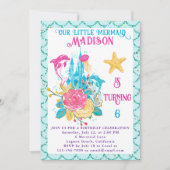 Invitation Sirène sous la mer Parties scintillant Turquoise A (Devant)