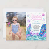 Invitation Sirène sous la mer Photo Anniversaire (Devant)