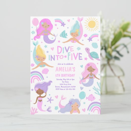 Invitation Sirène Sous La Mer Plongée Dans Cinq Ans (Debout devant)