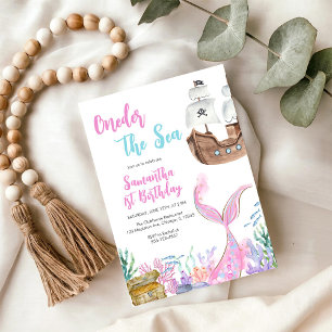 Invitation Sirène sous la mer Splish Splash Anniversaire