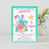 Invitation Sirène sous la mer Turquoise et or Anniversaire (Debout devant)