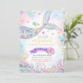 Invitation Sirène sous la Parties scintillant d'or de la mer (Debout devant)