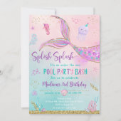 Invitation Sirène Sous La Piscine De Mer Fête Anniversaire (Devant)