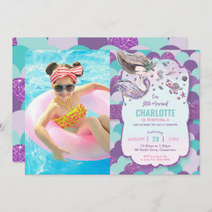 Invitation Sirène sous la piscine de mer Fête d'anniversaire 